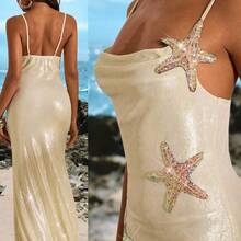Casual Dress For Holiday Dates,Vacation Beach Dress With Wide Collar, Large Backless Design, Hollow Star Pattern, Patchwork In Solid Color, Women's Halter Dress, Back-To-School Outfit, Very Simple Outfit, Office Outfit, Old Money Outfit, Teacher Outfit, Date Outfit, Graduation Season, Women's Independence Day Dress, Sister Afternoon Tea Party Festival Dress Starfish Dress Beach Photoshoot Dress,Seashell Dress,Sexy Elegant Party,Graduation,Prom,Luxury Evening,Autumn Winter Clothes For Women, Nati - Marrón - Ver 2