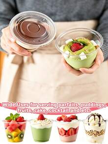 9oz Clear Plastic Dessert Cups With Solid Lids, Suitable For Ice Cream, Cake, Snacks, Fruit, Cold Drinks, Smoothies, Pudding And Salads - Multicolor - View 9