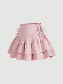 MOD Falda con cordón lateral bajo con fruncido - Caqui - Ver 8