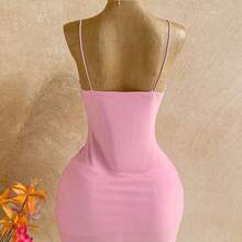 WYWH Women's Vacation Floral Sequin Ruched Bodycon Cami Mini Dress,Pink Dress - Multicolor - Ver 10