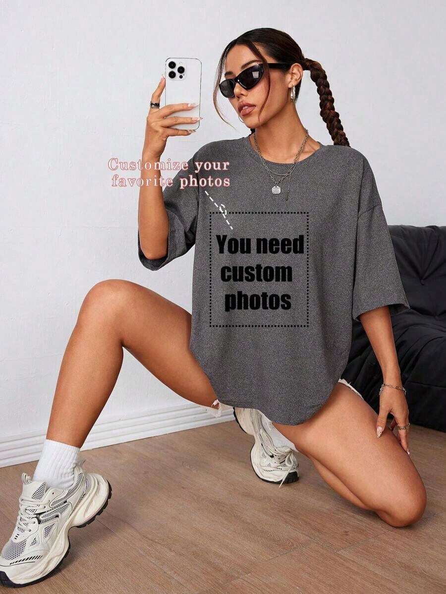 Personalized Gift, Women's Cat-Themed T-Shirt, Print Your Exclusive Slogan, Add Your Own Text/Image (Badge Pattern/Company Logo/Family Photo/Selfie). , Hippie, Casual, Minimalist Style. Personalized And Unique Men's Clothing, Minimalist Wardrobe, Basic/Urban Men's Wear. Ideal Gift For Boyfriend, Family, Friends, Suitable For Birthdays, Holidays, School/Competition, Sports/Climbing, Also Suitable For Autumn Fashion, Urban Events. Black/Summer - 深灰色 - 查看 1