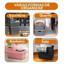 Kit Of 2 Organizer Boxes With Lid 1.8 Liters  Utilities Durable Plastic Stackable Exclusive Texture Multipurpose - màu đen - Xem 4