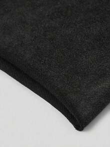 Pantalones cortos casuales sueltos de cintura elástica de unicolor para mujer - Negro - Ver 5