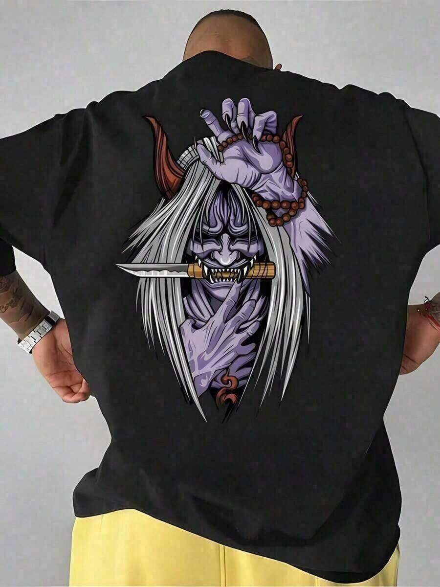 Camiseta de algodón para hombre, algodón 180G, negro, estampado de personajes de anime japonés, cuello redondo suelto, ajuste unisex, muy transpirable y cómodo, perfecto para cualquier ocasión, lavable aáquina, talla S-3XL, una pieza clave para todas las estaciones, estilos casuales y deportivos, imprescindible para la comodidad y el estilo, y se puede regalar como regalo navide?o R27O RFB9 - Negro - Ver 1