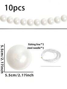 20件裝人造大珍珠吊飾，婚禮儀式背景牆裝飾，DIY珍珠串飾，白色圓球吊墜 - 白色 - 查看 12