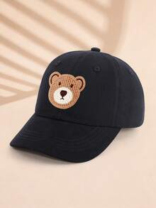 1pc Kids Baseball Cap With Dinosaur Faux Label, Solid Color Sun Protection Cap, Suitable For Outdoor Sun Protection And Daily Casual Use - Bear - View 8
