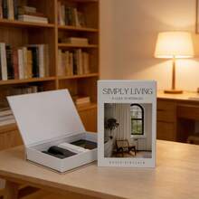1 Set Of 2 Decorative Books, Open-Style Hidden Storage Box - Flip-Top Faux Books - Paper Storage Box, Suitable For Coffee Table, Bookshelf Or Fireplace Mantel, For Photo, Memorabilia And Remote Control Storage - Beige-white - View 7