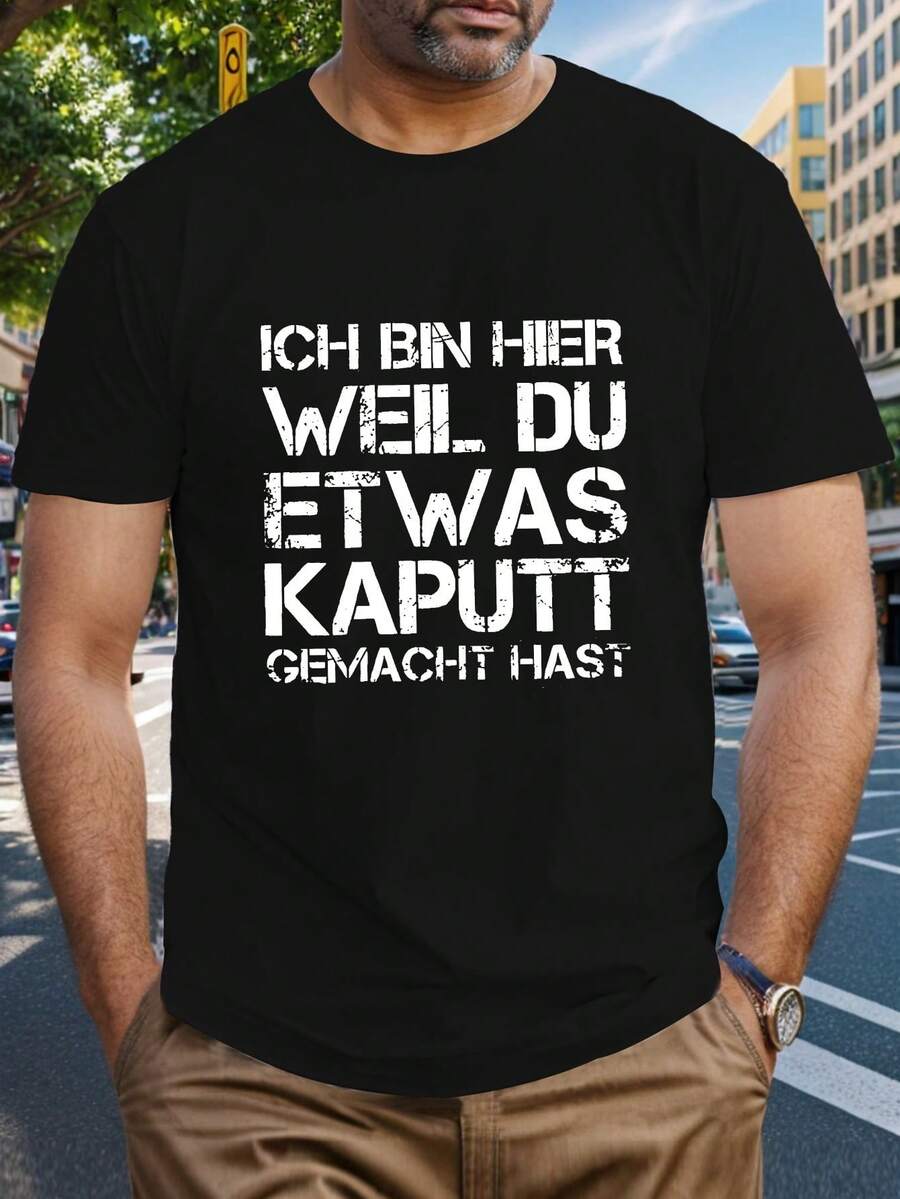 T-shirt da uomo con una divertente stampa "Sono qui perché hai rotto delle cose" - T-shirt girocollo a maniche corte, vestibilità ampia e casual, con un design umoristico a strappo, abbastanza comoda da indossare tutto l'anno (per i viaggi di riparazione). Taglia unica (senza cintura). Vestibilità comoda e ampia per uomo. - Indietro - Visualizzare 1