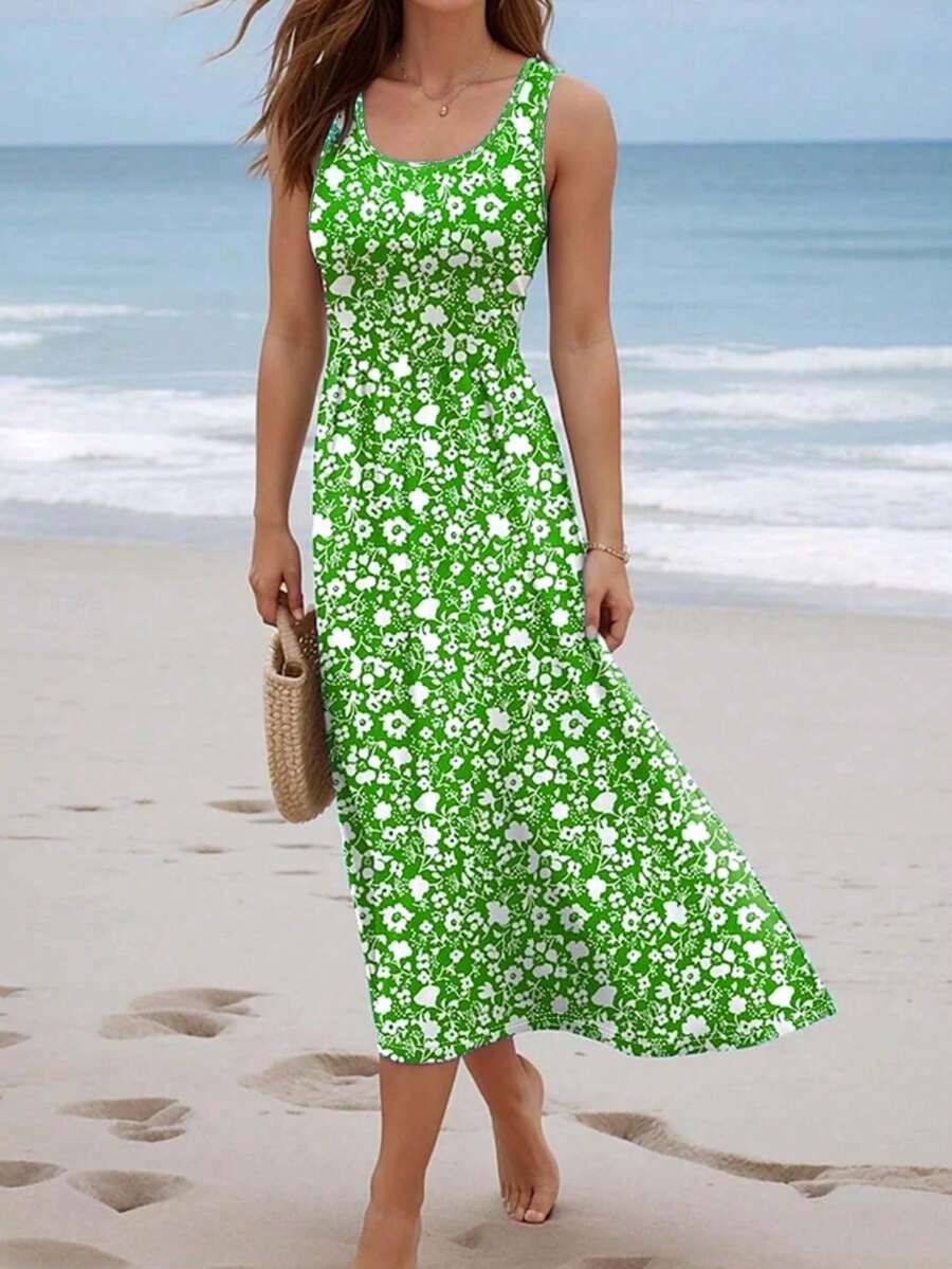 Spring/Summer Casual Vacation Style Ditsy Floral Slim Fit Versatile Dress, Perfect For Mother's Day