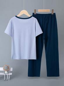 Bộ quần áo ngủ ngắn tay bằng cotton cho bé trai, bộ đồ ngủ nhẹ, thích hợp cho mùa hè. - Nhiều màu - Xem 3