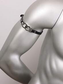 1 PC Men's Punk Metal Ring PU Leather Choker - Dark Streetwear Accessory For Men - Neck Ornament - View 5