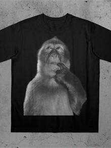 Camiseta divertida de mono, camiseta de meme estúpido, camiseta de memes Ank, S Vintae Bootle, Odd Core - Negro - Ver 1