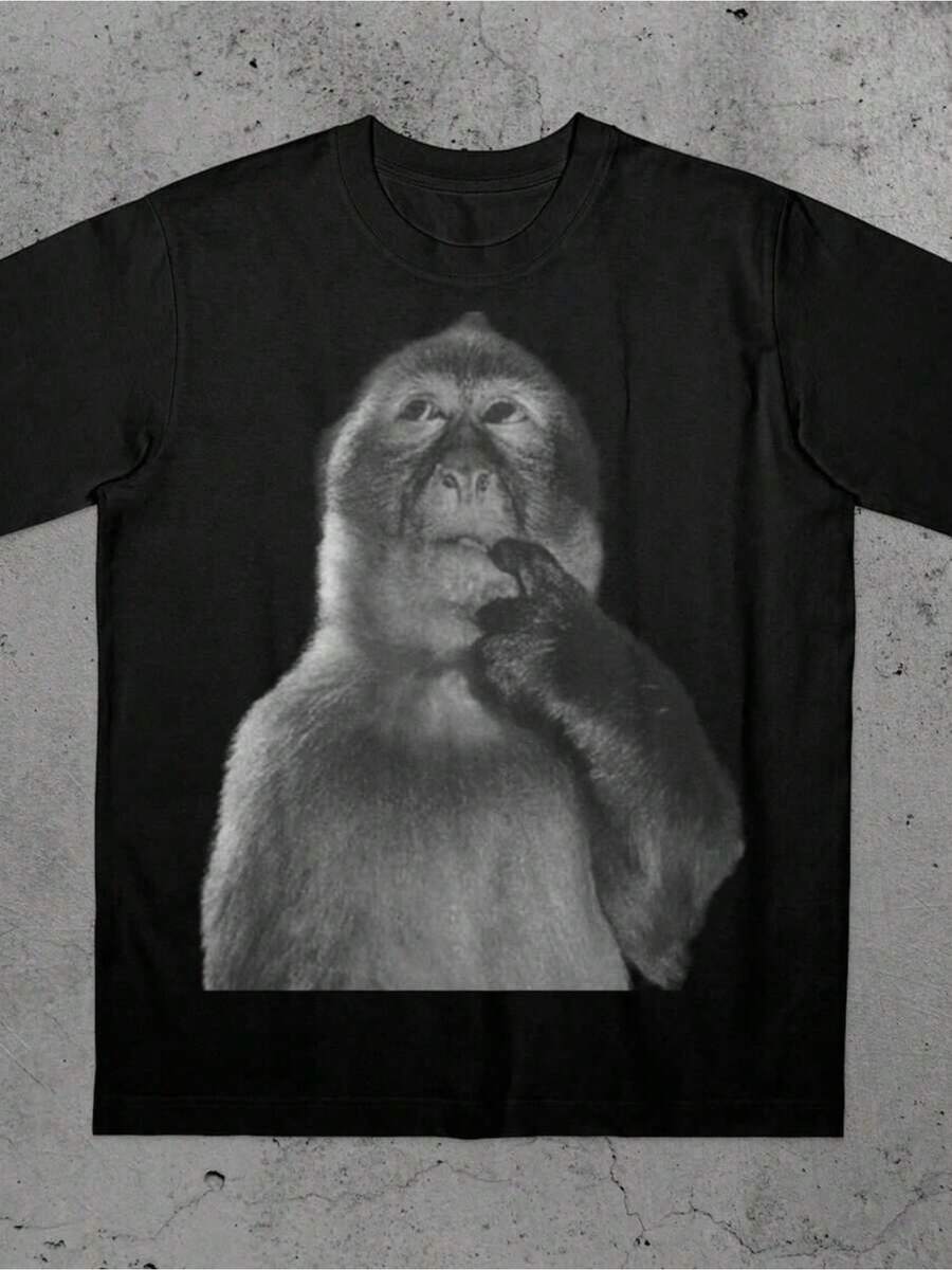 Camiseta divertida de mono, camiseta de meme estúpido, camiseta de memes Ank, S Vintae Bootle, Odd Core - Negro - Ver 1