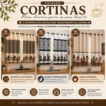 Oxford Printed Kitchen Curtain 2.00 X 1.40 - 咖啡棕 - 查看 1