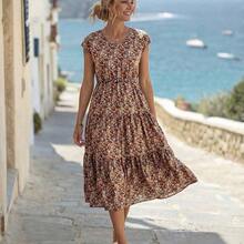 Women's Casual Ditsy Floral Vacation Dress - Verde - Ver 5