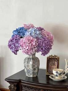 1 Piece Of Artificial Hydrangea, Silk Flower, Fake Flower, Fake Hydrangea, Flower Arrangement, Home Decoration, Wedding Decoration, Party Supplies, Centerpiece, Bouquet, Artificial Flower, Emperor Flower, Decoration, Artificial Flower - Multicolor - View 3