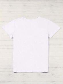 1 pieza de camiseta estampada para el Día de la Madre, camiseta personalizada de manga corta para mujer, 100% algodón, 180g. - Blanco - Ver 2