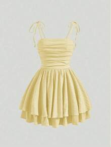 Vestido Con Tirantes Finos Y Estampado Floral Para Mujer - Amarillo - Ver 1