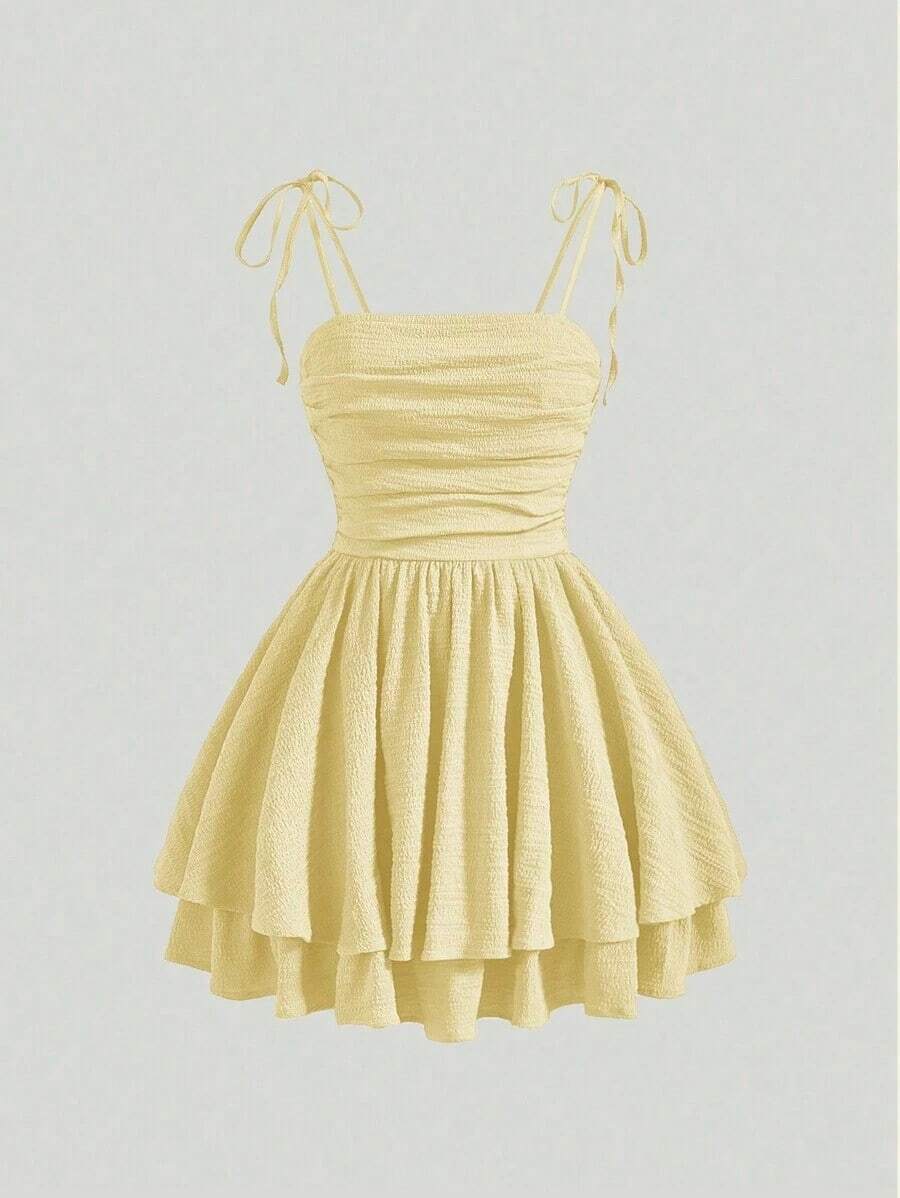 Vestido Con Tirantes Finos Y Estampado Floral Para Mujer - Amarillo - Ver 1