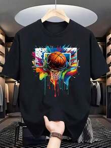 Impala Camiseta de hombre de gran tamaño con estampado elegante - Negro - Ver 1