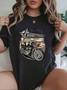 Camiseta moderna de  para mujer con diseño gráfico vintage estilo cicleta para un look casual y juvenil en color negro talla S a XXL camiseta de moda  cicletas atuendo casual atractivo - Negro - Ver 8