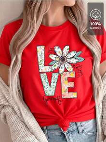 LOVE YOURSELF T-Shirt 100% Cotton | Soft And Romantic, Women's Edition, Pure Cotton Short Sleeve - 白色 - 查看 8