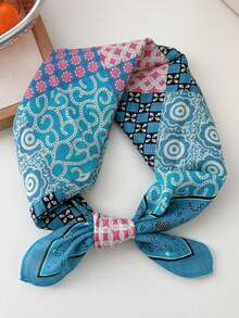 1 buah Bandana Persegi Katun Motif Bunga Geometris Patchwork untuk Wanita, Syal Kepala Multifungsi, Penutup Leher, Aksesori Rambut Pantai - MultiWarna - View 2