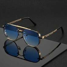 1pc Fashionable Minimalist Metal Large Frame Glasses, Must-Have Accessory - Multicolor - View 4