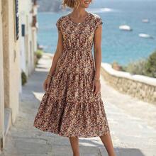 Women's Casual Ditsy Floral Vacation Dress - Verde - Ver 2