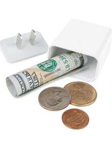 Creative Hidden Storage Cash Box Decor (No Actual Charging Function) - Can Store Cash, Cards, Keys, USB, Rings, Coins, Pills, Travel Essentials - White - View 1