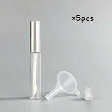 1/5/10个装玫瑰金可填充化妆品容器，5毫升透明眼线/睫毛膏空瓶，带漏斗 - 銀色 - 查看 16