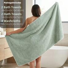 This 8-Piece Towel And Bath Towel Set Includes 2 Bath Towels, 2 Hand Towels, And 4 Face Towels. Made Of Coral Fleece, These Towels Are Super Soft, Comfortable, And Highly Absorbent – Essential For Home And Travel. - Hot Pink - View 4