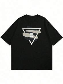Camiseta de manga corta con cuello redondo y estampado geométrico para hombre NJOR - Negro - Ver 4