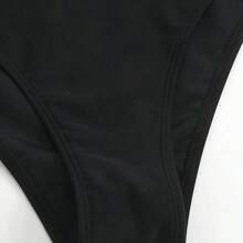 Swim Lushore Mature Solid Color Cutout Skirt One-Piece Swimsuit - Negro - Ver 8