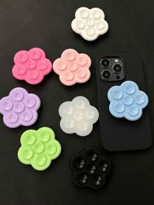 Agarre de teléfono de silicona con diseño floral lindo, alivio de estrés con manos libres, accesorio para ver videos en la mesa, soporte de teléfono creativo y cómodo - Multicolor - Ver 10