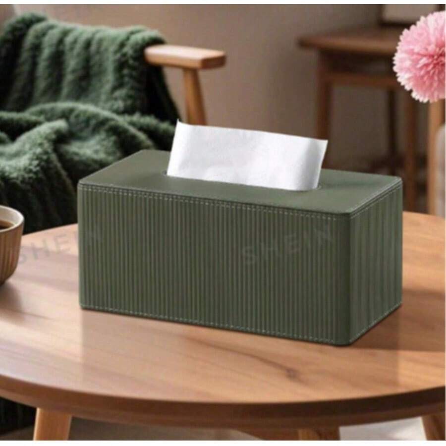 Hộp đựng khăn giấy bằng gỗ sọc xanh lá cây, có kiểu dáng hình chữ nhật và hình vuông, thích hợp cho xe hơi, phòng khách, phòng ngủ và phòng tắm. - Nhiều màu - Xem 1