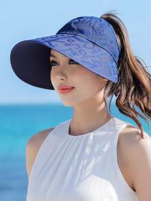 1件女款夏季大寬簷開頂遮陽帽，防紫外線面部遮蓋，適合戶外騎行與防曬 - 彩色 - 查看 6