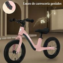 Bicicleta de Equilibrio para Niños de 2-5 Años, Bicicleta Sin Pedales con Asiento 2 Niveles Ajustable, Luz, Manubrio Puede Rotar en 360 ° , LIantas Anti punción y Inflable de 12 Pulgadas - Amarillo - Ver 3