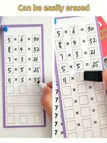 18 piezas Juego de práctica de matemáticas de borrado en seco, tarjetas de tabla de multiplicación, tarjetas flash de multiplicación reutilizables con 2 marcadores de borrado en seco, tarjetas sueltas de práctica de multiplicación - Herramientas de aprendizaje de matemáticas para el hogar y el aula - Conjunto de ejercicios de matemáticas (multiplicación) - Ver 9