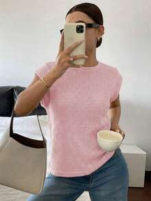 Camiseta casual de mujer con estampado de lunares, verano - Rosa - Ver 7