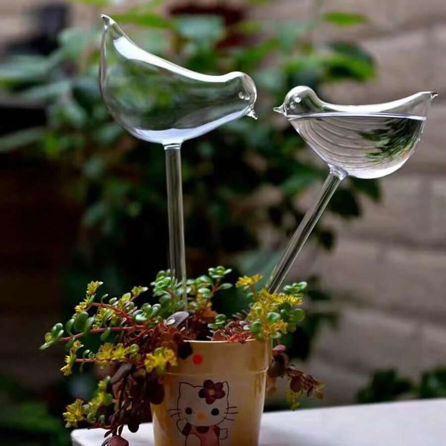 PVC材质懒鸟造型自动浇水装置，家用花园花盆郁金香滴灌系统