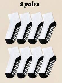 20/8/3 Pairs Classic Black White Gray Contrast Dot Non-Slip Children's Socks, Breathable Toddler Casual Crew Socks For Boys & Girls, Suitable For Spring Summer Autumn, Indoor/Outdoor Wear - Multicolor - View 39