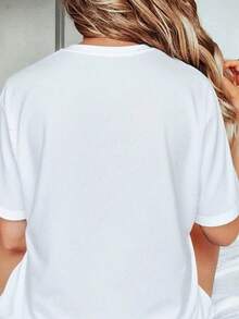 Women Round Neck T Shirt Faith Floral Print And Inspirational Quote Short Sleeve Casual Summer Wear For Everyday Outfits And Religious Events - Blanco - Ver 3