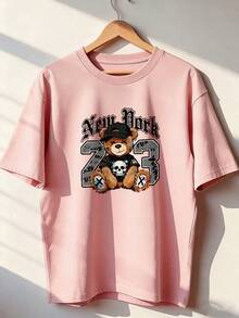 Grunge Style Short Sleeve T-Shirt With Number "73", Fashionable Short Sleeve T-Shirt For Spring And Summer 2026, Made In Mexico, 180 Grams. Cartoon Print, Couple Design, Suitable For Indoor Or Outdoor Wear. Crew Neck, Unisex, Ideal For Office And Leisure. One-Pack. - PK-P631577SLNDXZGY411 - 查看 3