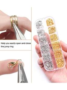 Bộ dụng cụ làm trang sức 468 món, gồm khoen nối hở và khóa càng cua, kèm kìm bấm khoen nối, dùng để sửa chữa và làm vòng cổ. - Vàng & Bạc - Xem 5