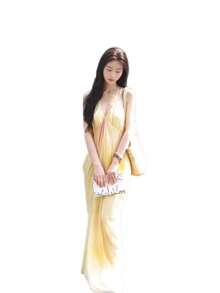 Printed Strappy Dress With Blurred Effect - New Arrival - Flowy Feel - Medium Wash - View 5
