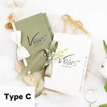 2 tấm thiệp thề nguyện hôn nhân, sổ tay tự làm theo phong cách tối giản dành cho cô dâu và chú rể kèm 2 bút viết, phụ kiện trang trí tiệc cưới chủ đề tình yêu. - Xem 16