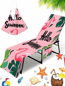 1pc Flamingo Pattern Beach Chair Cover Towel - Modern Style Polyester Fabric Pool Lounge Chair Cover With Convenient Pocket - Lightweight Quick-Dry Towel For Beach, Swimming Pool, Camping, Picnic, Best Gift For Family And Friends, Suitable For All Seasons - Multicolor - View 10