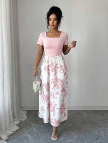 Vestido maxi elegante, exquisito y lujoso de mujer para la primavera/verano 2026 - Rosa Pálido - Ver 4