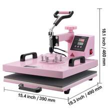 Heat Press Machine, 15 X 15 Inch, 8 In 1 Heat Transfer Machine With 6-30 Oz Tumbler Press, 360° Swing Away T-Shirt Pressing, Digital Precise Control, For T-Shirts/Mugs/Hats/Plates, Pink - Pink - View 10